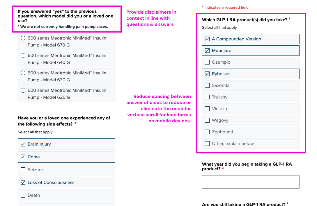 Law firm lead form ux improvements